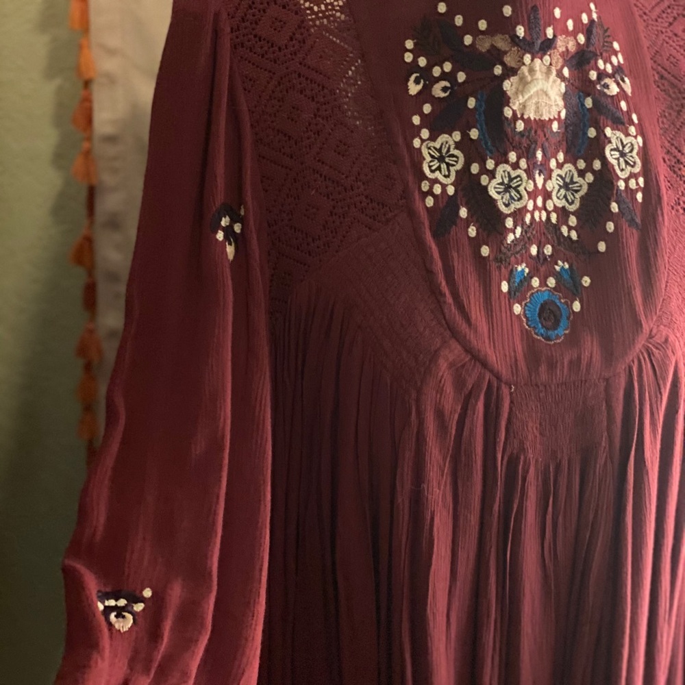 Free People Plum Purple Mojave Embroidered Dress